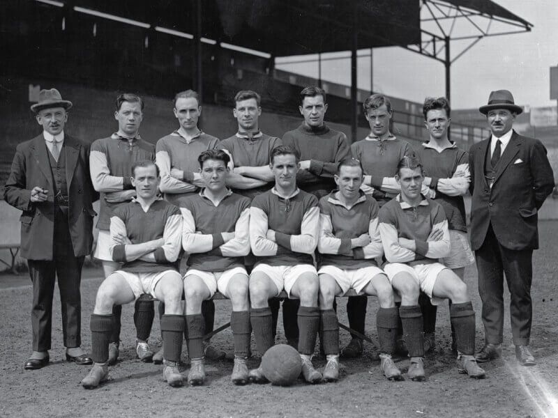 The West Ham United team who lost to Bolton Wanderers in the first FA Cup Final to be played at Wembley Stadium, (back row left to right) manager Syd King, W Henderson, S Bishop, G Kay, A E Hufton, G Young, Jack Tresarden, C Paynter, (front row) R Richards, W Brown, V Watson, W Moore, G Russell