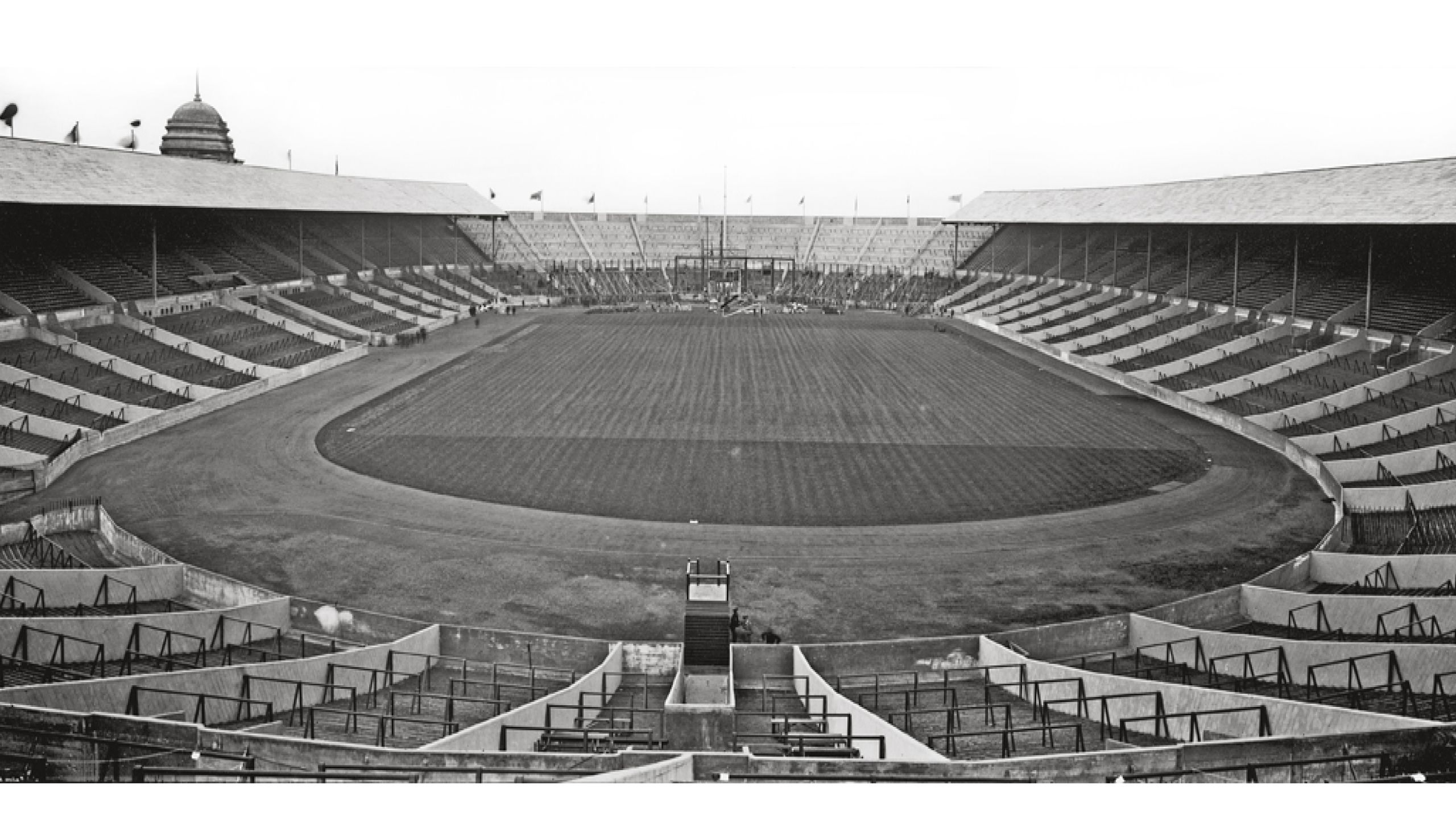 An inside view of the stadium at Wembley as it nears completion in the early 1920s