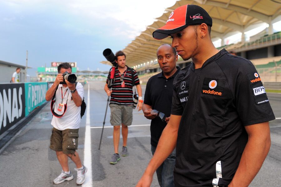 Lewis Hamilton with his father, Anthony