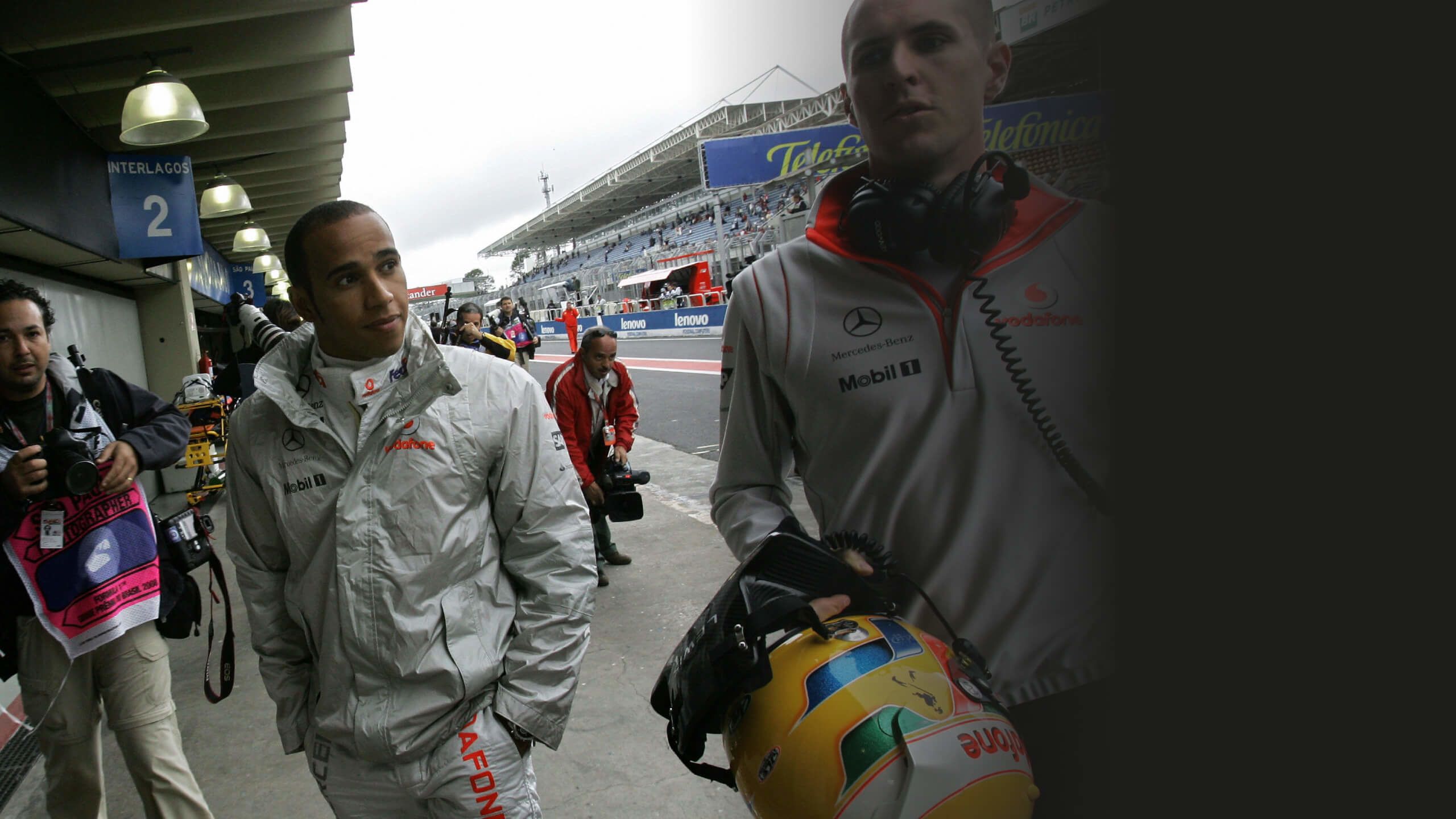 Lewis Hamilton in the pits