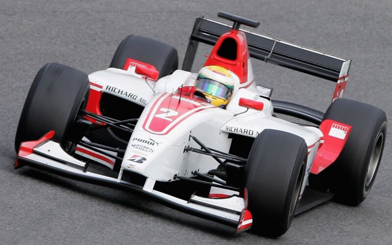 Lewis Hamilton driving in F2