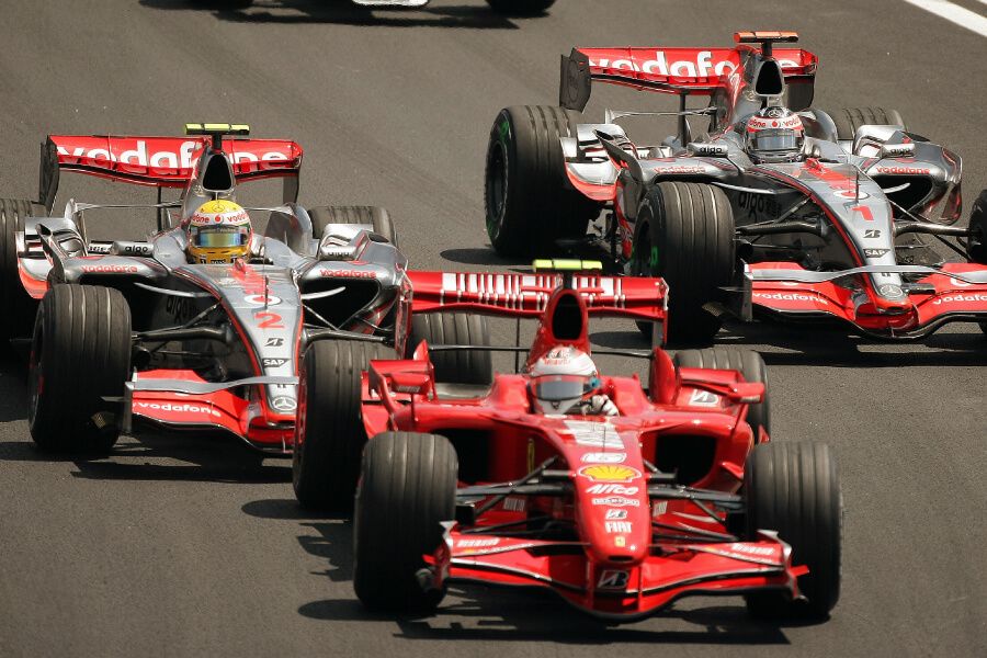 Lewis Hamilton and Fernando Alonso trail Kimi Raikkonen