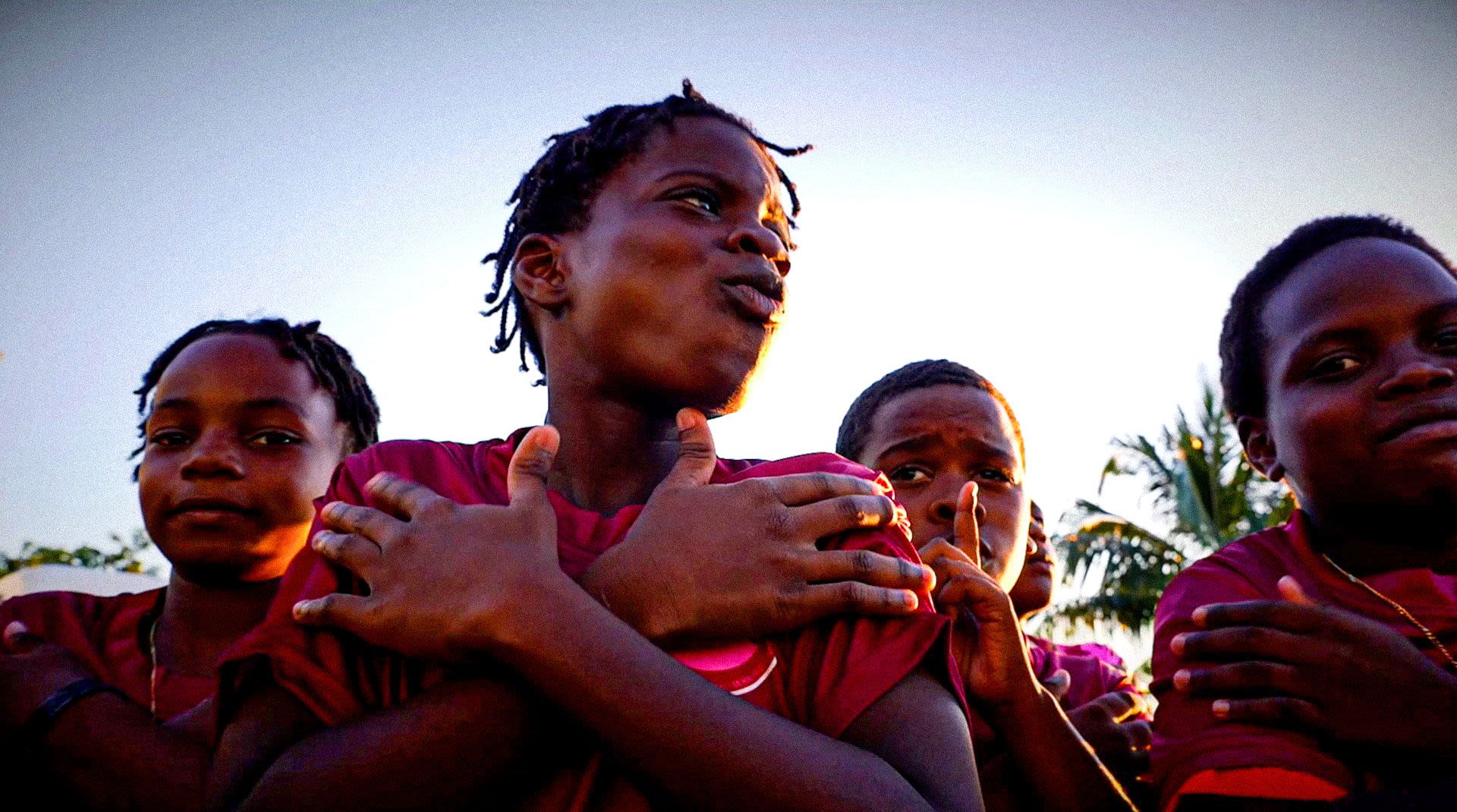 St Kitts schoolchildren mimicking Cole Palmers celebration