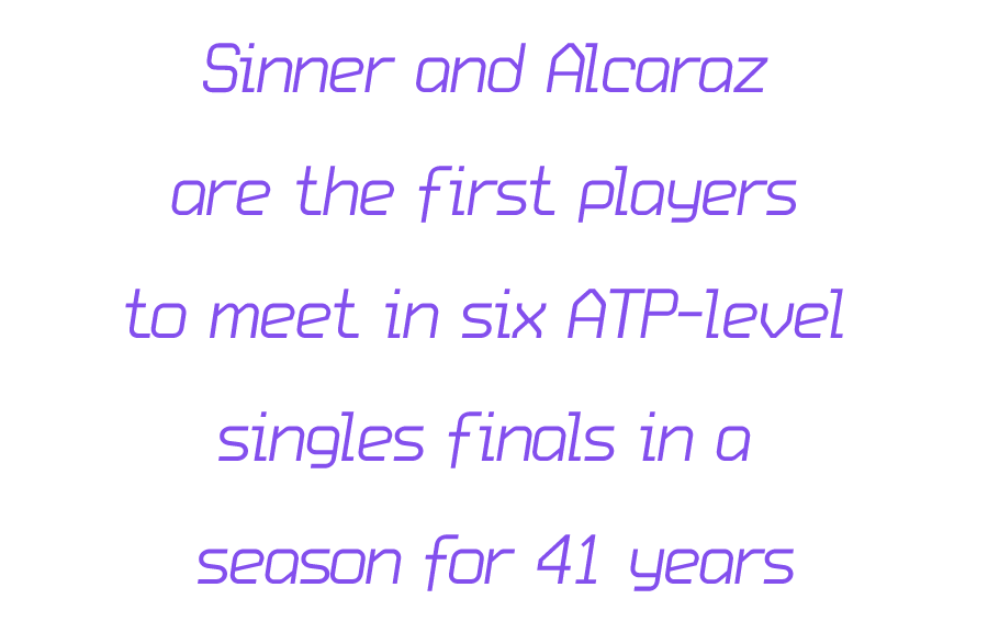 Sinner and Alcaraz are the first players to meet in six ATP-level singles finals in a season for 41 years