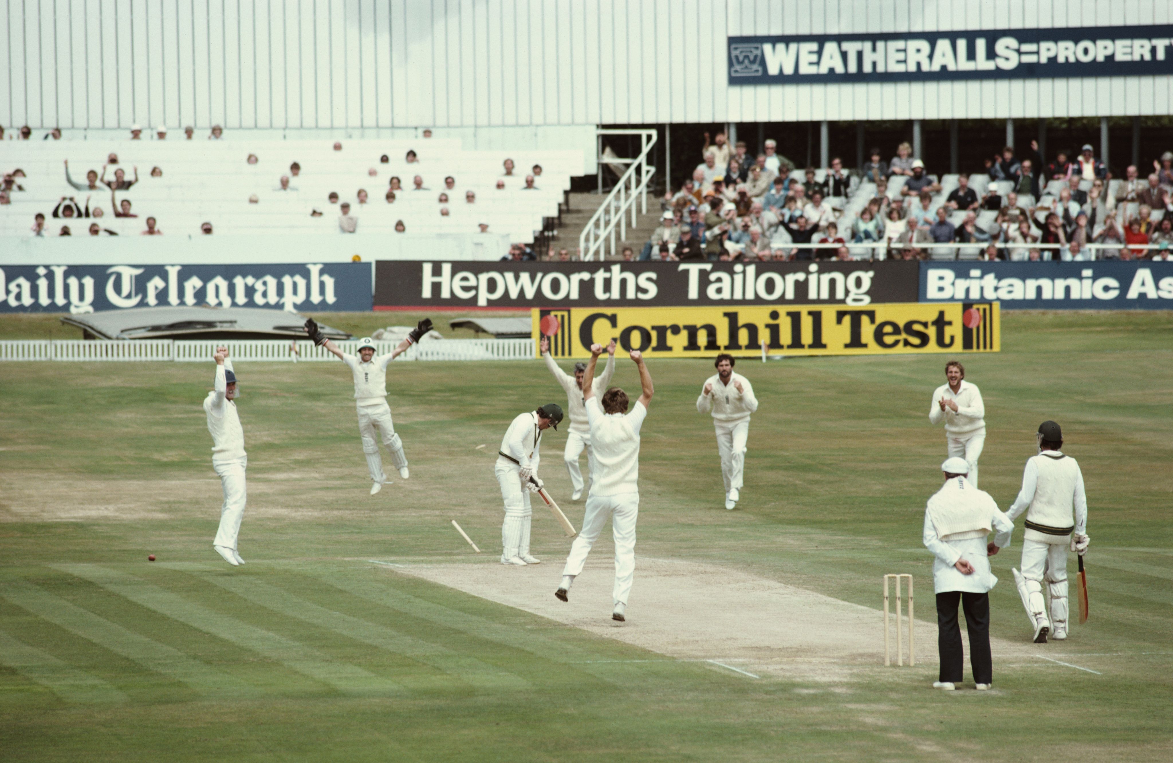 England celebrate final wicket in 1981 third Ashes Test
