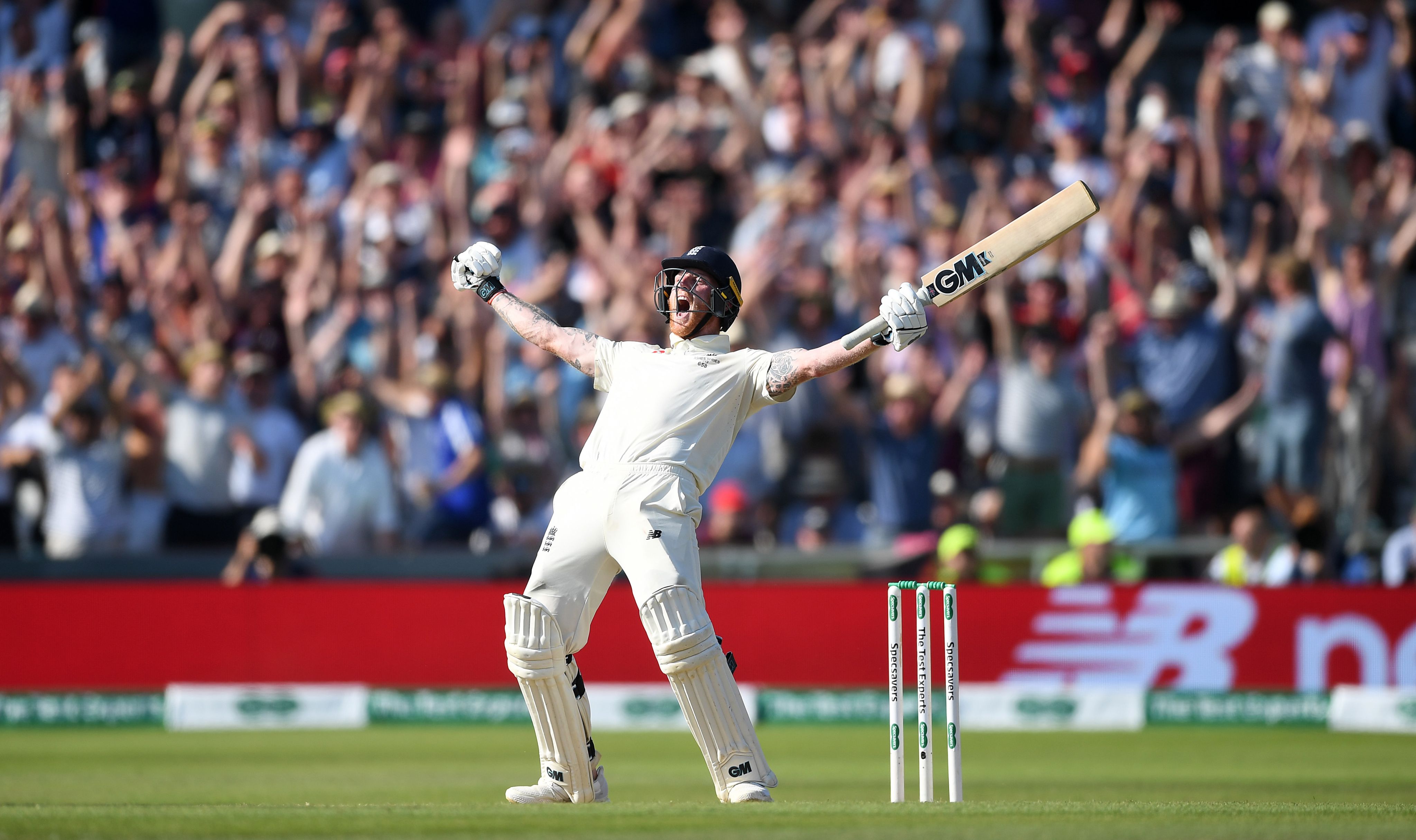 Ben Stokes celebrates match-winning century 2019 Ashes Test at Headingley