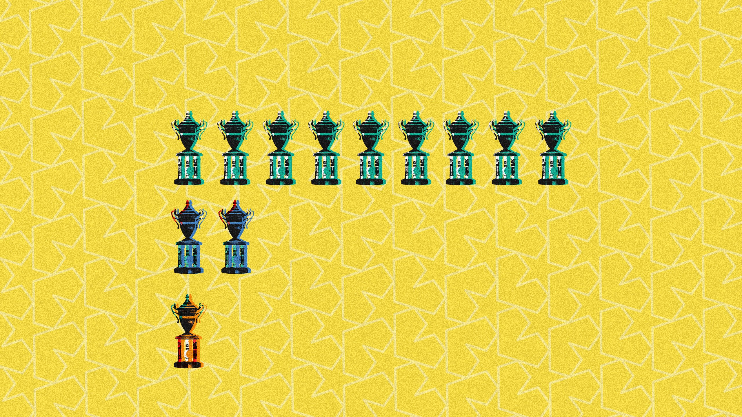 An illustration of the number of times various teams have won WAFCON, Nigeria have won the trophy 9 times