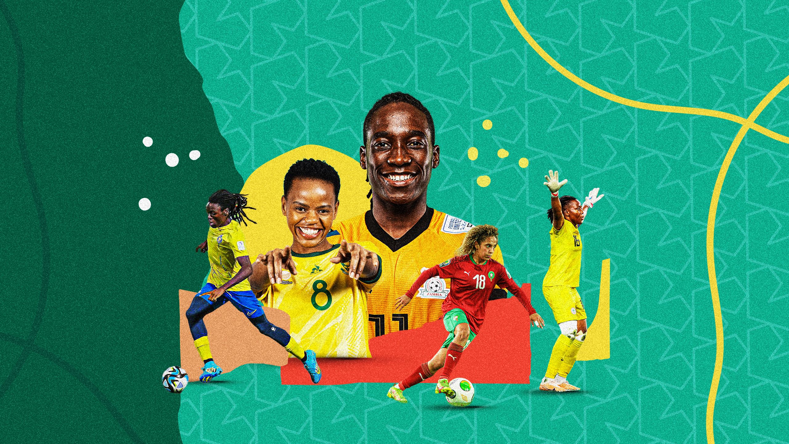 A composite image of players appearing at the Womens African Cup of Nations