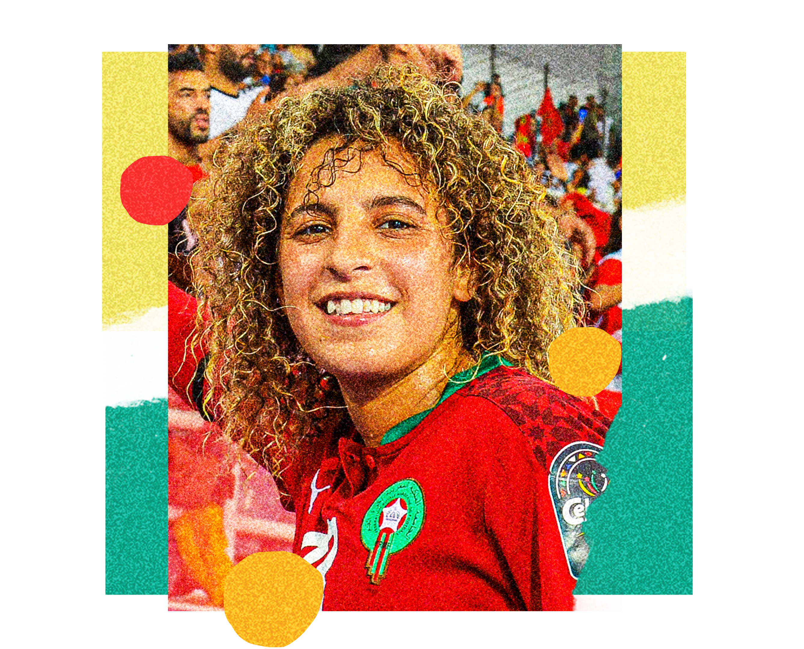 A collage with Sanaa Mssoudy (Morocco) in the centre