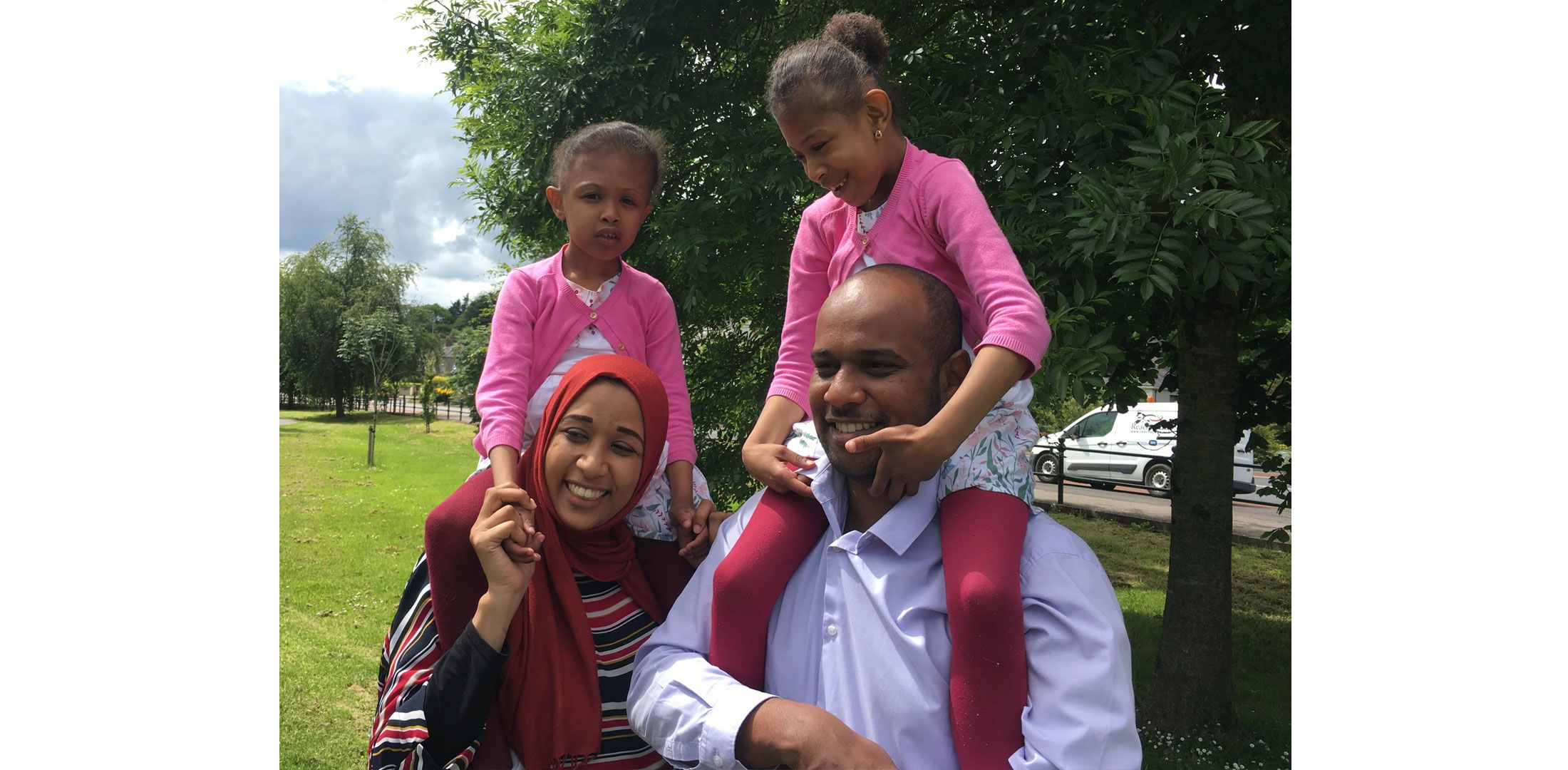 Abdel-Majeed and Enas Gaboura with their daughters Rital and Ritaj