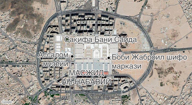 Набавий Масжид ва унинг атрофидаги бинолар харитаси