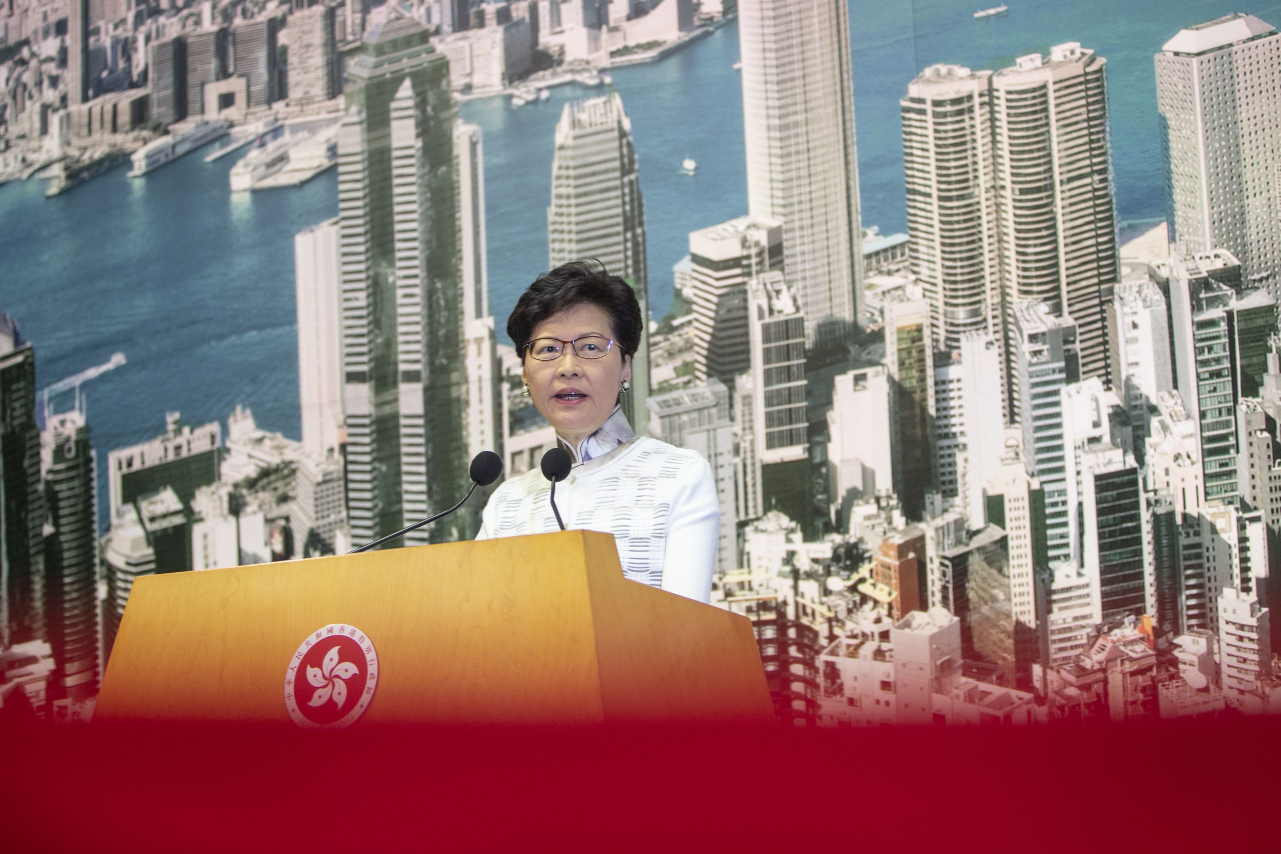 林鄭月娥在香港政府總部會見記者(15/6/2019)(圖片來源:SOPA Images/LightRocket via Getty Images)