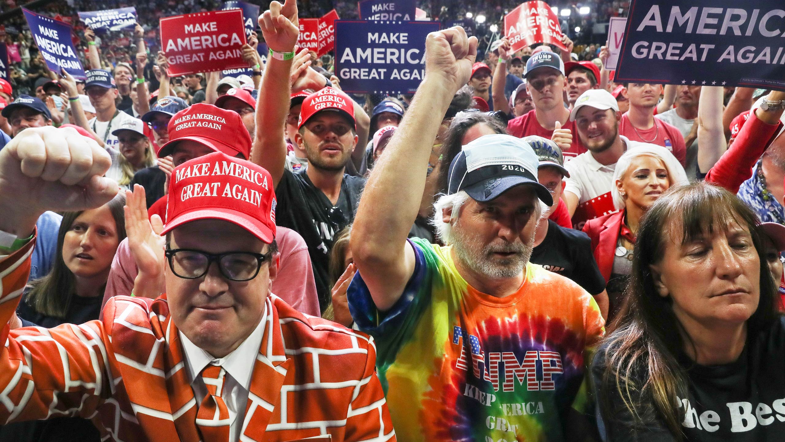 Trump supporters inside the BOK Center