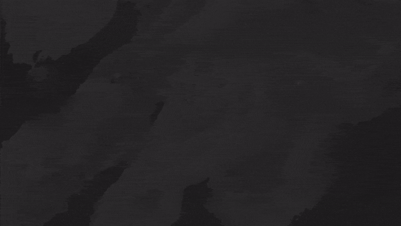 Gif of an illustrated pink dolphin swimming across the screen against a dark background