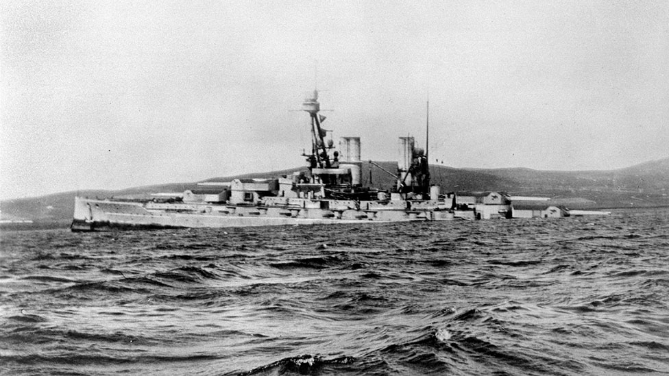 The battleship Bayern sinking by the stern