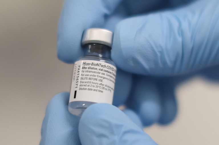 Vial of vaccine from Pfizer-BioNTech