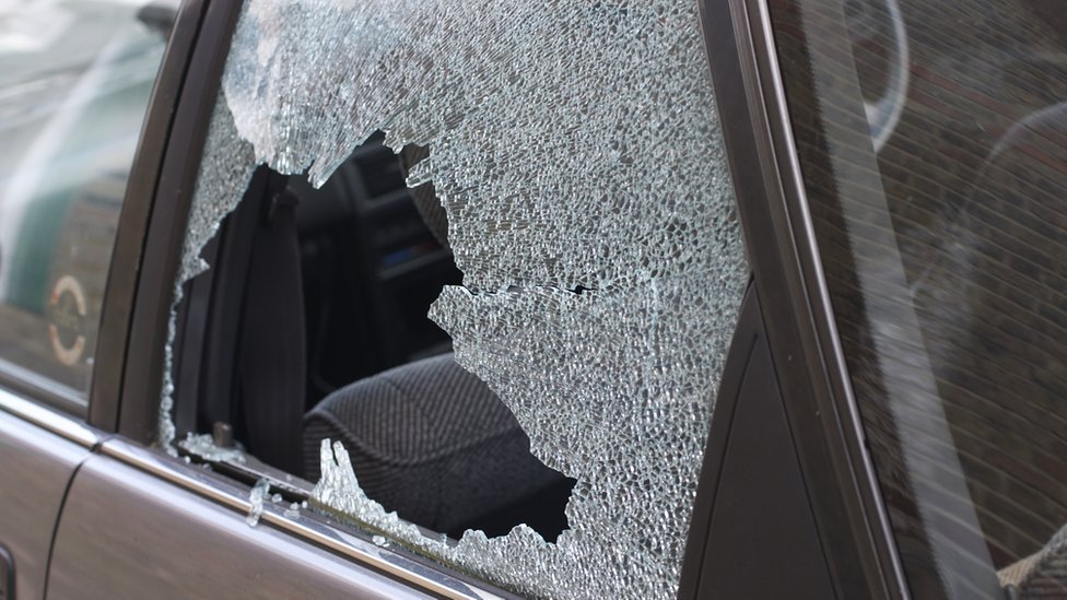 Car with smashed window