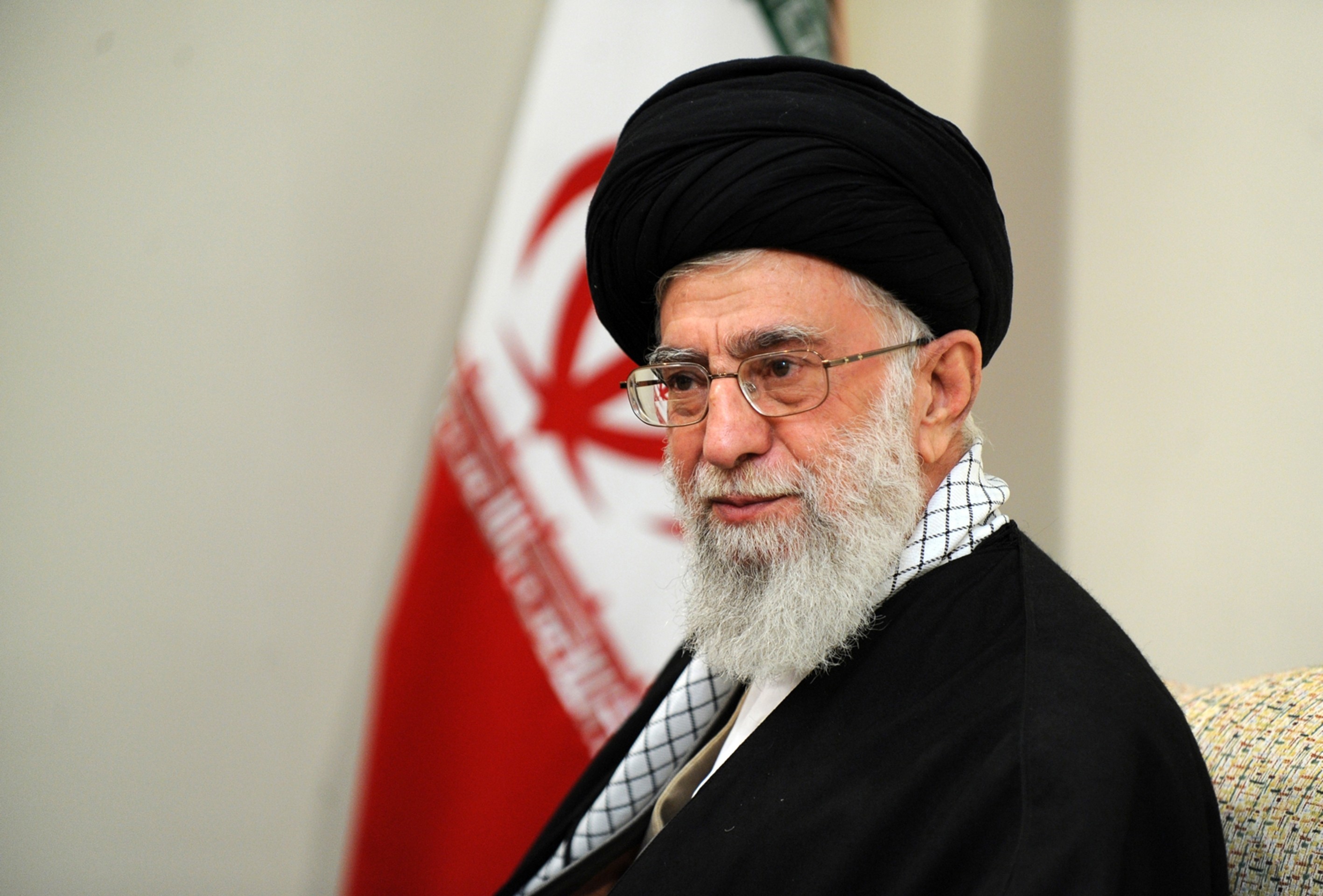 Ali Khamenei pictured during a meeting with Afghanistan's President Ashraf Ghani in April 2015.