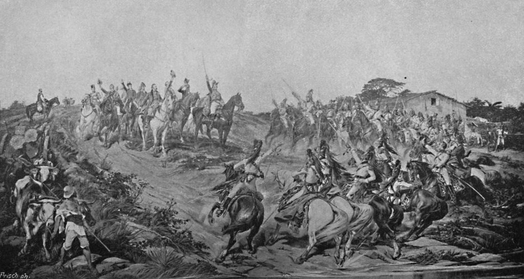 Batalla durante una guerra de independencia.