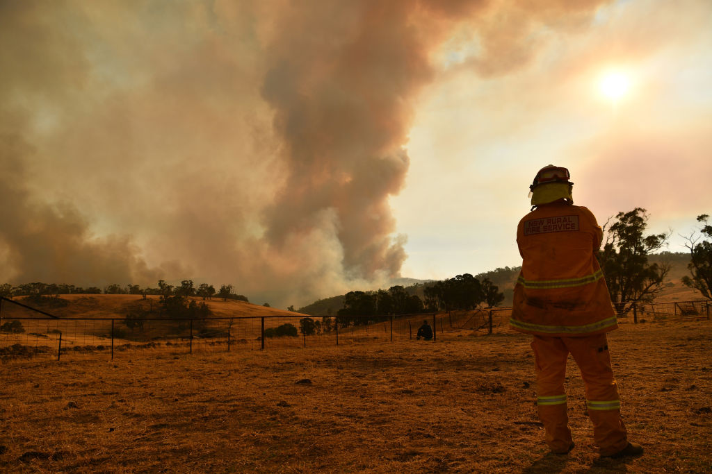 Firefighters watched a bushfire in New South Wales