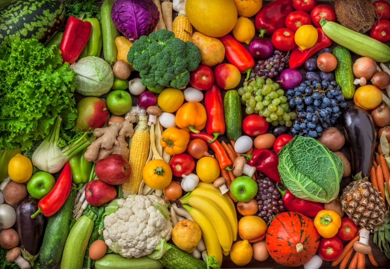 A large collection of different fruit and vegetables 