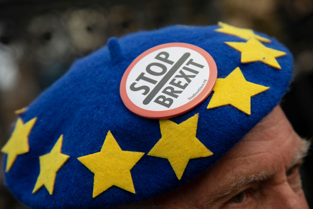 Man with EU flag hat