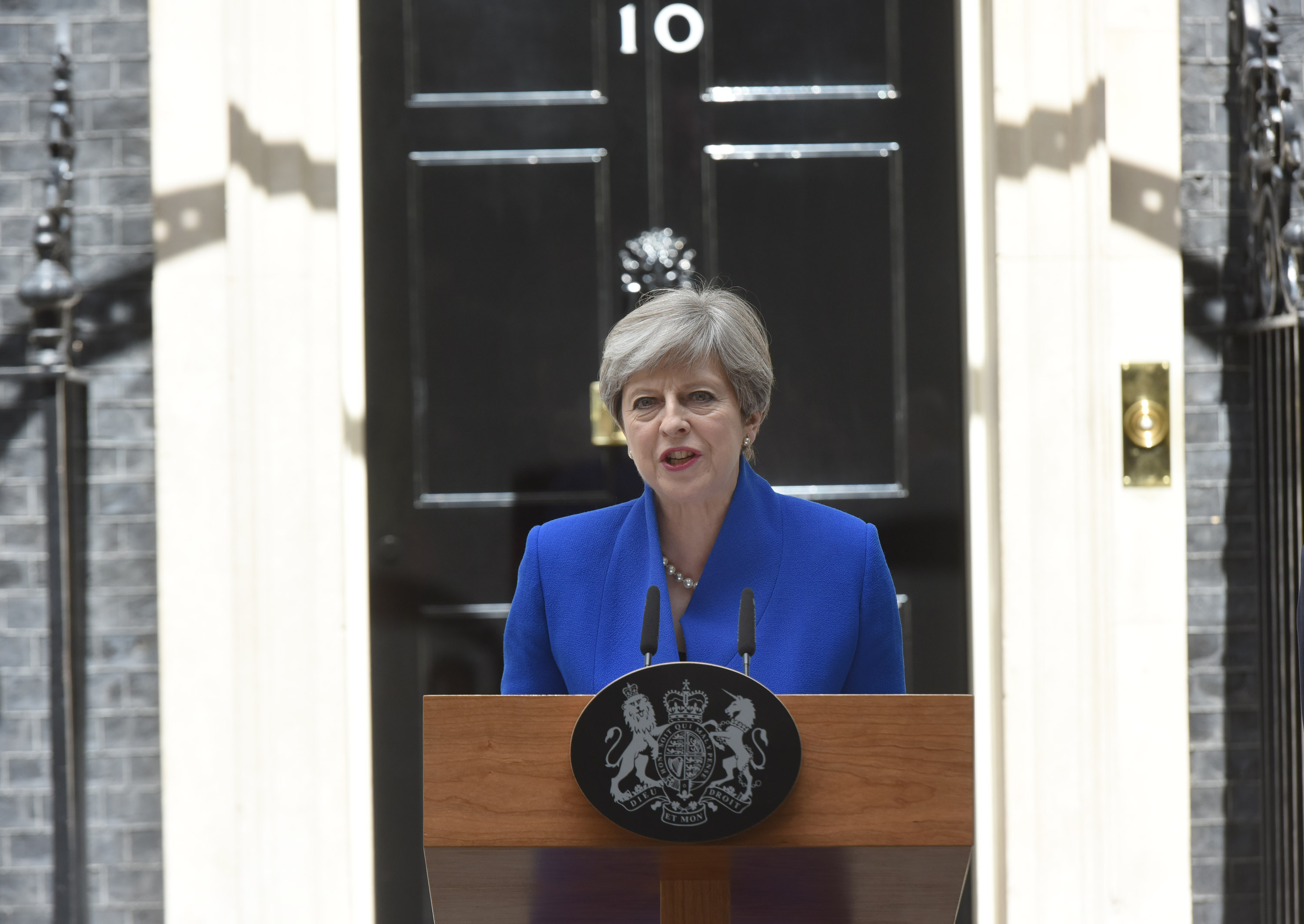 Prime Minister Theresa May outside No 10 Downing Street after the 2017 general election