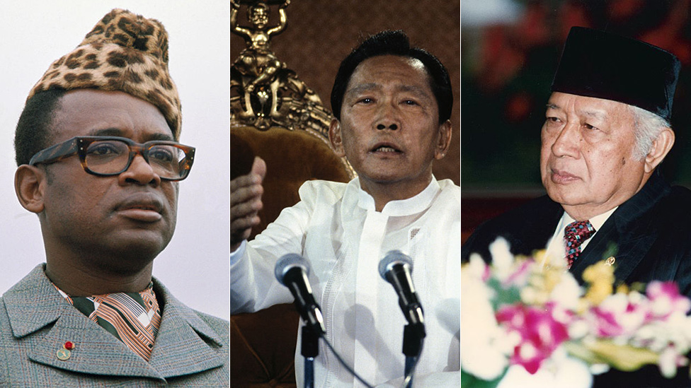 Mobutu Sese Seko, Ferdinand Marcos, Mohamed Suharto.