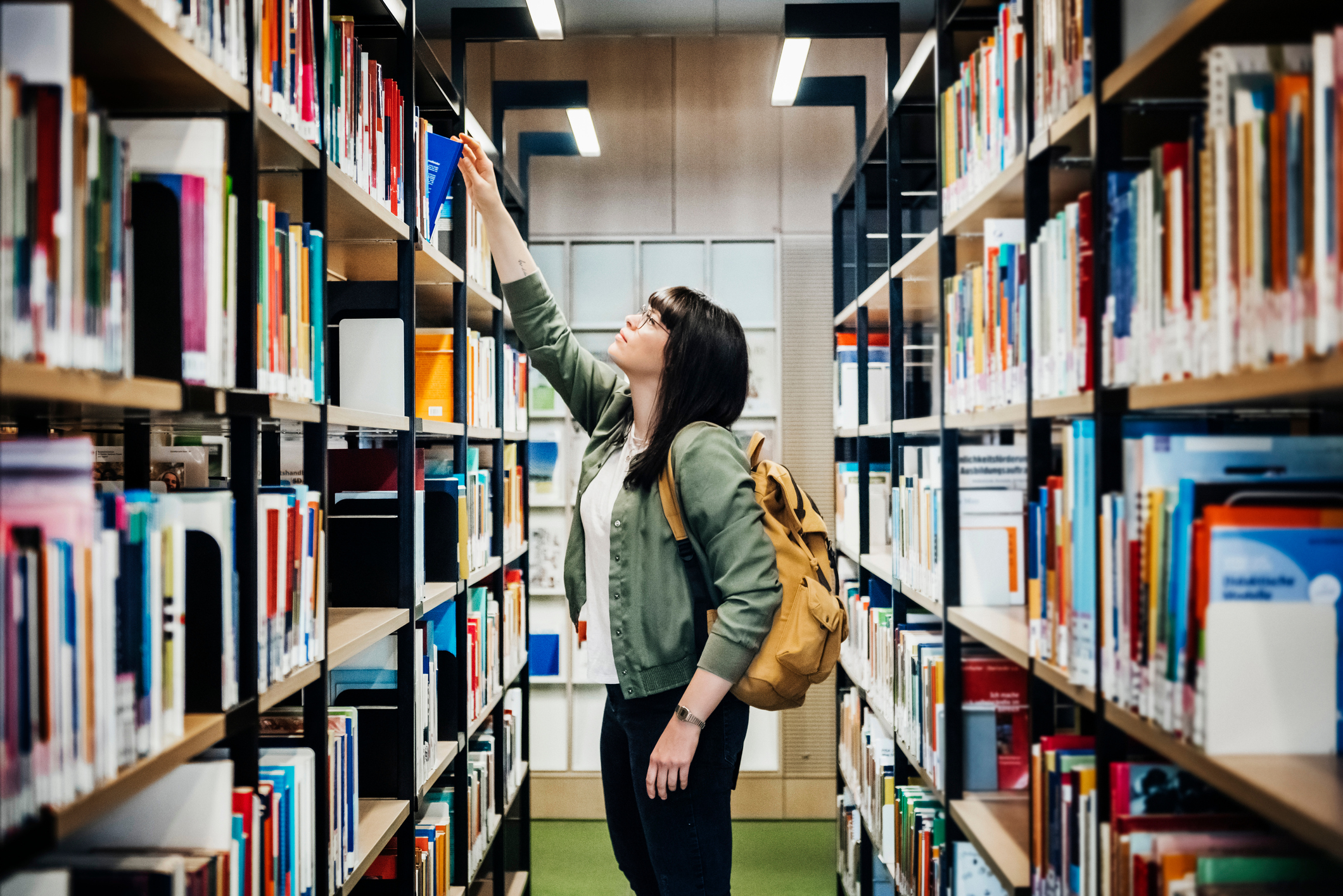 Woman in library