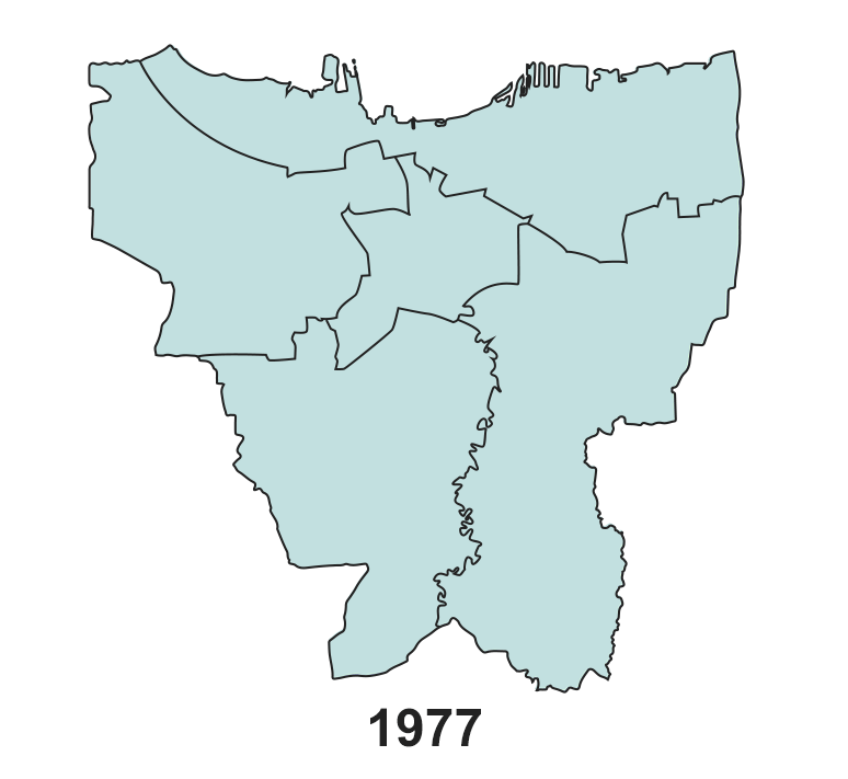 Subsidencia de tierra en Yakarta en 1977