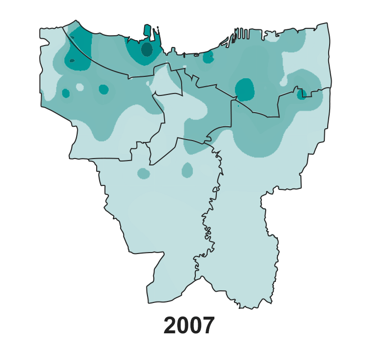 Subsidencia de tierra en Yakarta en 2007