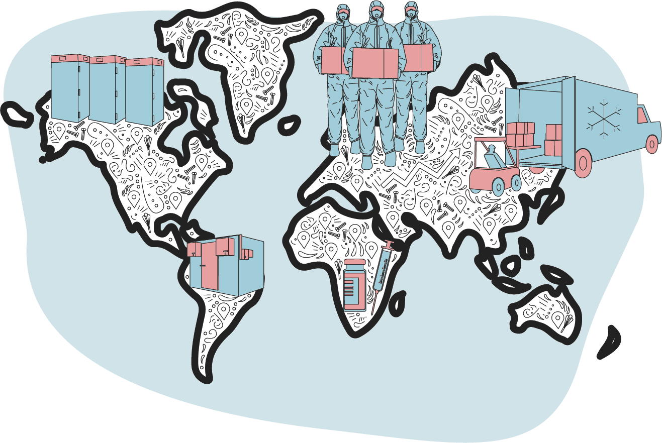 Illustration of the journey of vaccines to vaccine centres