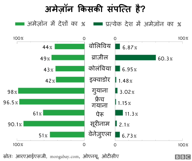 अमेज़न में हर देश की हिस्सेदारी बताने वाला ग्राफ़िक्स