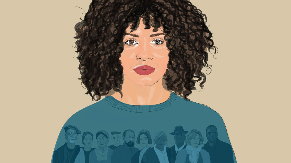 Ilustracija mlade žene i njenih predaka