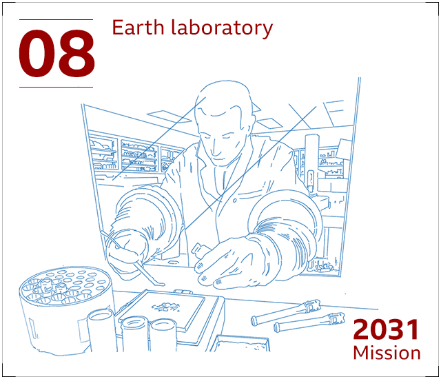 Martian rock samples being studied in an Earth laboratory