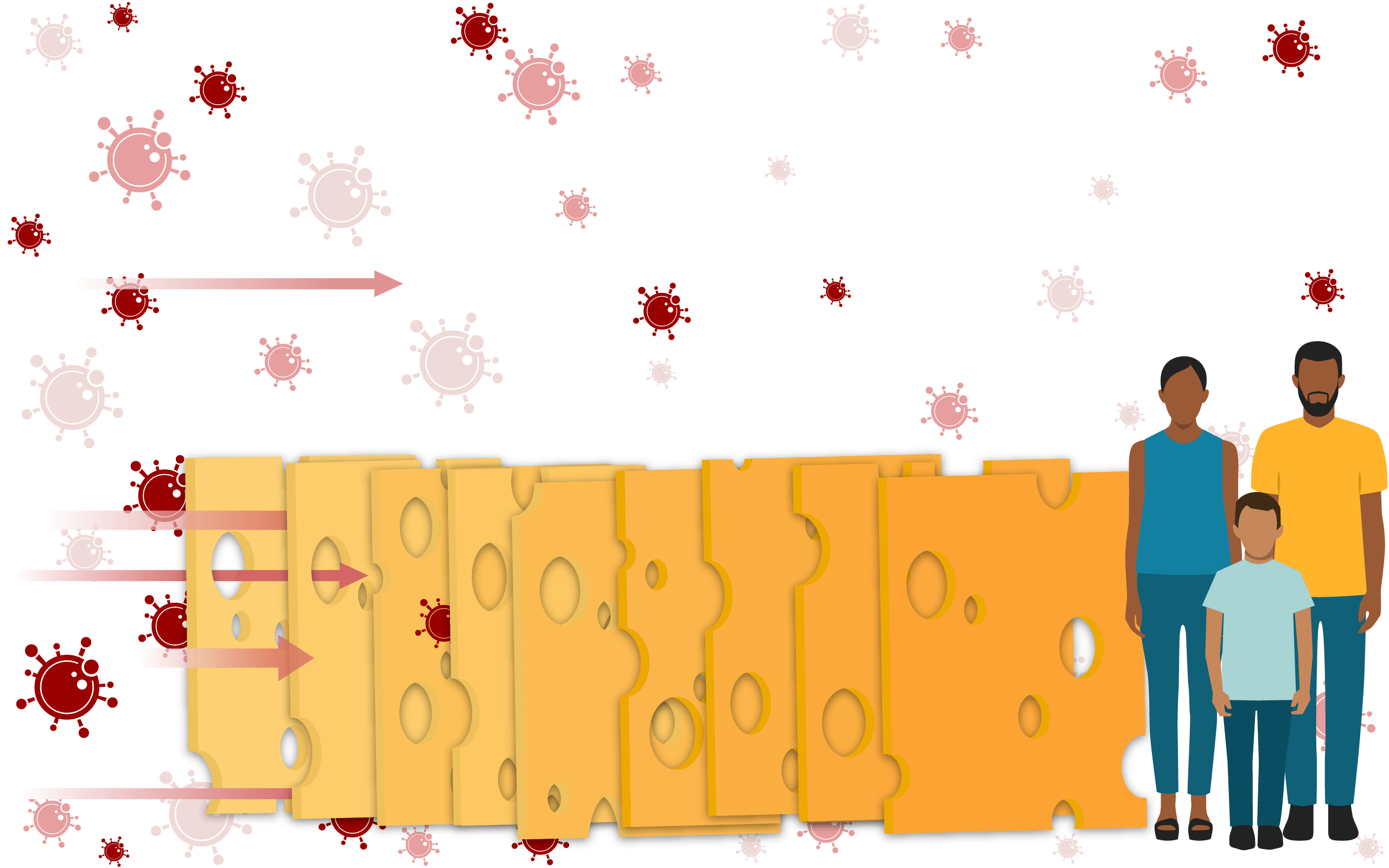 Illustration of a Swiss cheese sliced up