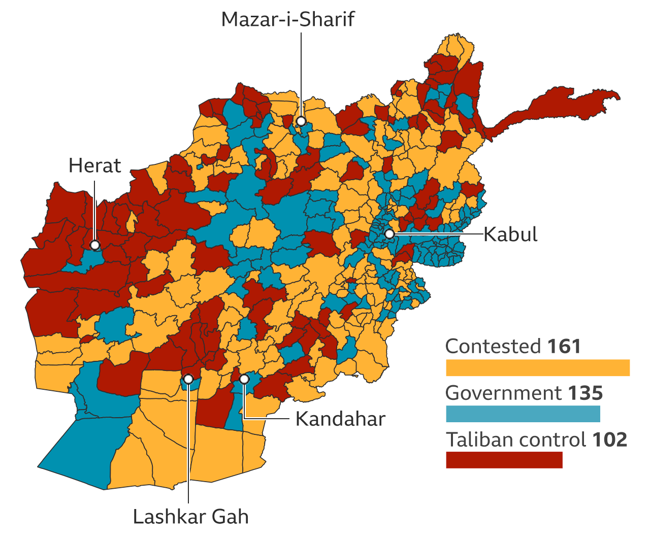 Mapping the advance of the Taliban in Afghanistan