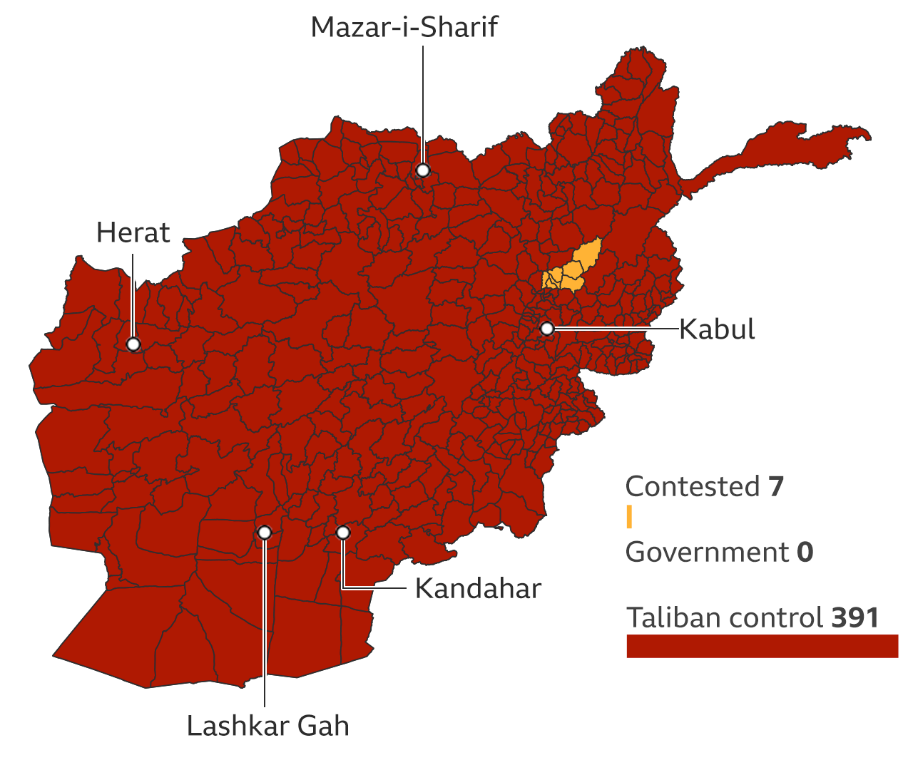 Mapping the advance of the Taliban in Afghanistan