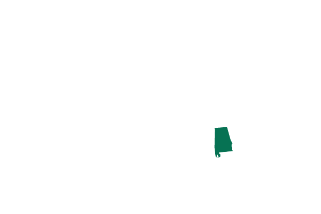Map showing the location of Alabama