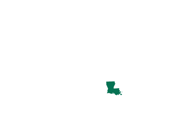 Map showing the location of Louisiana