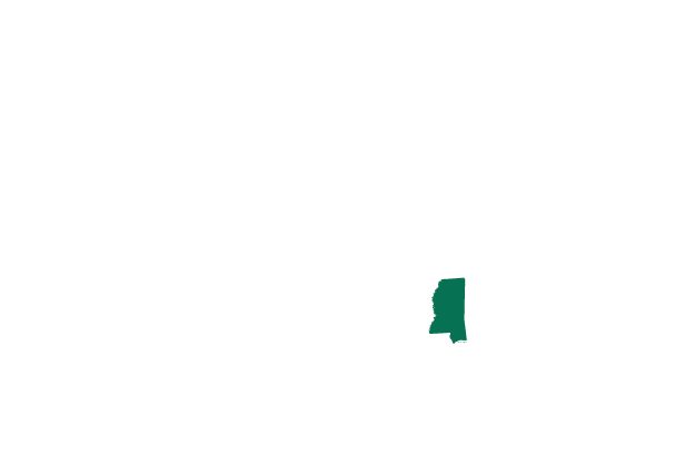 Map showing the location of Mississippi