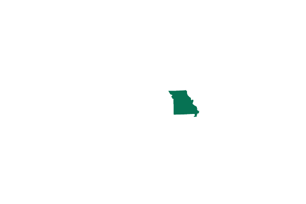 Map showing the location of Missouri