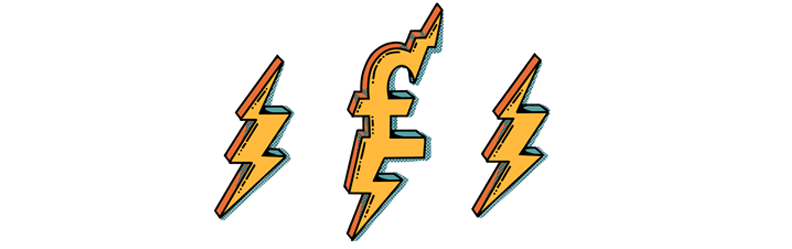 Illustration of a pound sign and lightning bolts