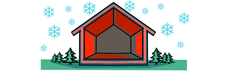 Illustration of a house in cold weather