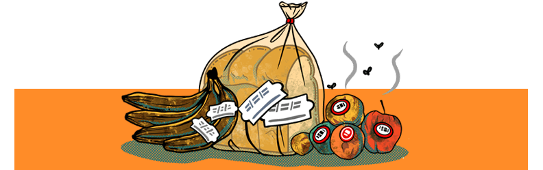 Illustration of rotting food