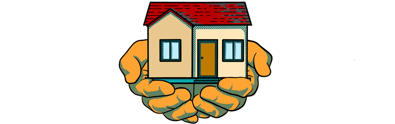 Illustration of hands holding a house