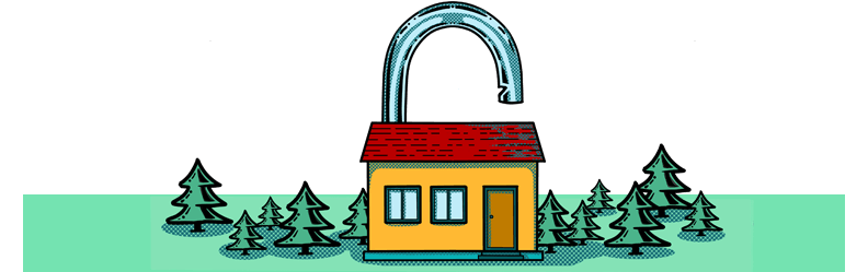 Illustration of a house made into an open padlock