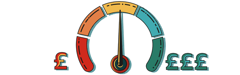 Illustration of a dial from red to green