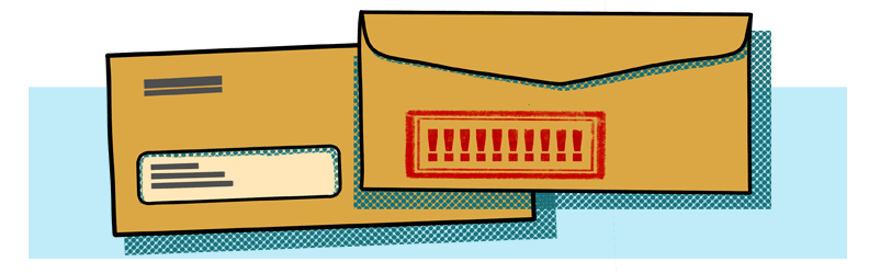 Illustration of bills in envelopes