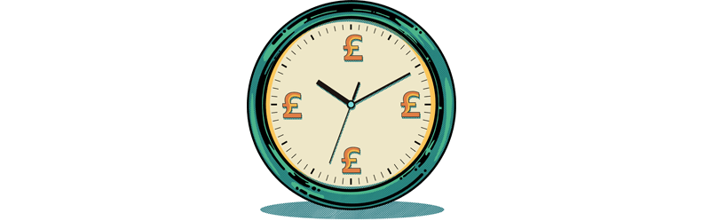 Illustration of a clock with pound signs instead of numbers